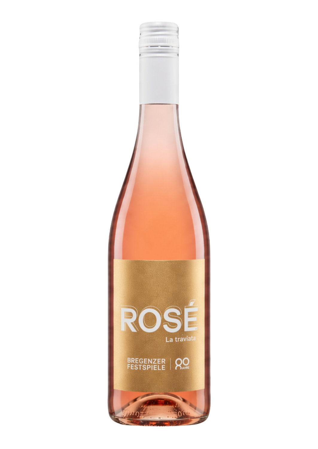Flasche Rosé Festspielwein Bregenz mit hellem Etikett
