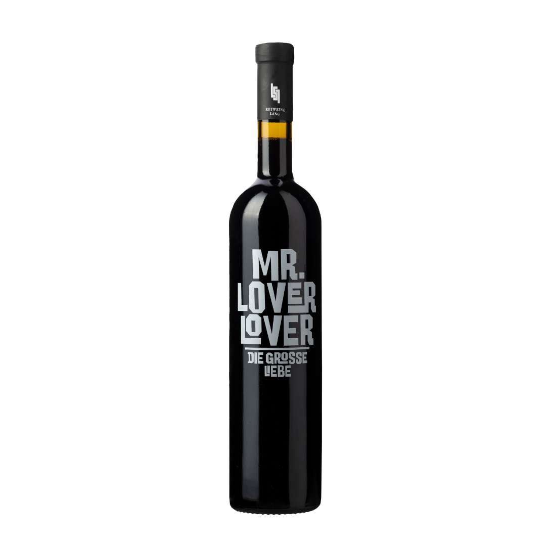 Flasche Große Liebe – Mr. Lover Lover mit silbernem Schriftzug